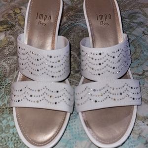 White Open Toe Slip-on Wedges